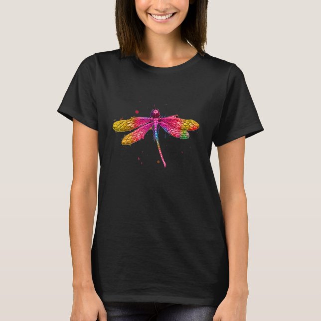 Dragonfly Graphic Avslappnad Färgad T Shirt (Framsida)
