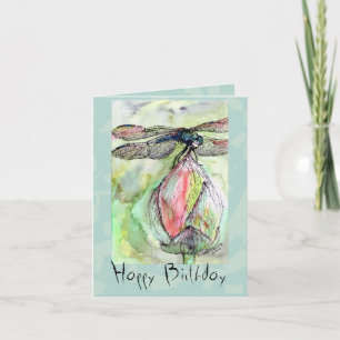Dragonfly Grattis på födelsedagen Anpassade Card Kort