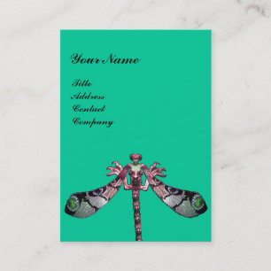 DRAGONFLY,grönt,svart rosa blåturkase Visitkort