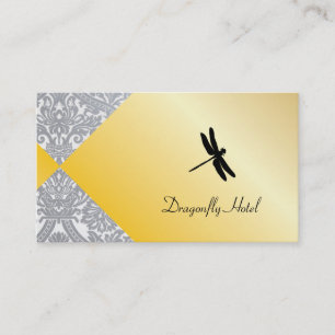 Dragonfly Guld Shimmer/Damask-mönster Visitkort