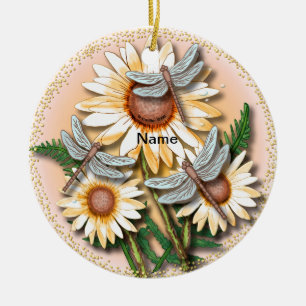 Dragonfly Gult Daisy Julgransprydnad Keramik