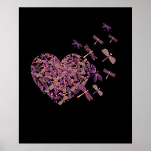 Dragonfly Heart som flyger ut från Heart Älskare C Poster