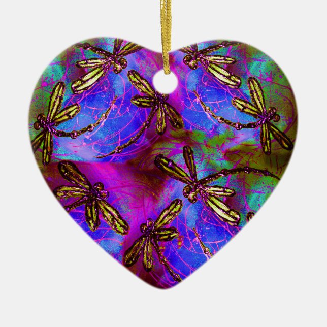 Dragonfly Hippy Flit Julgransprydnad Keramik (Framsidan)
