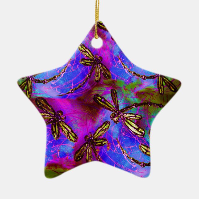Dragonfly Hippy Flit Julgransprydnad Keramik (Framsidan)