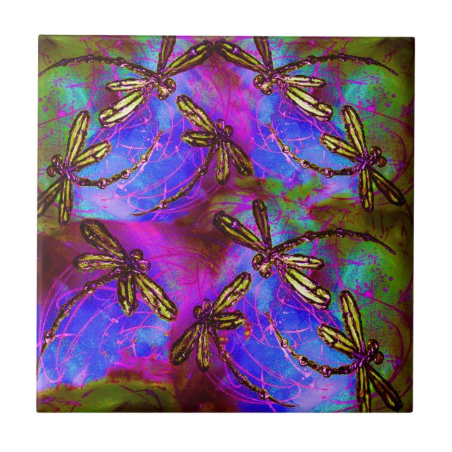 Dragonfly Hippy Flit Kakelplatta (Framsidan)