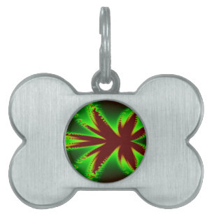 Dragonfly i Flames Fractal Pet Tag ID-bricka Husdjur