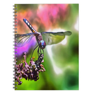 Dragonfly i Grönt och blå, realistisk målning Anteckningsbok Med Spiral