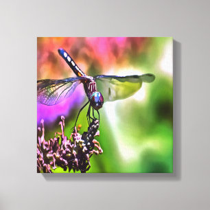 Dragonfly i Grönt och blå, realistisk målning Canvastryck