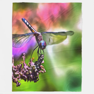 Dragonfly i Grönt och blå, realistisk målning Fleecefilt