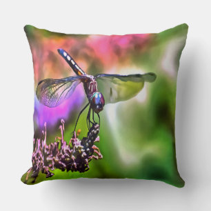 Dragonfly i Grönt och blå, realistisk målning Kudde