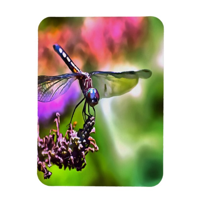 Dragonfly i Grönt och blå, realistisk målning Magnet (Vertikal)