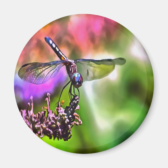 Dragonfly i Grönt och blå, realistisk målning Magnet (Framsidan)