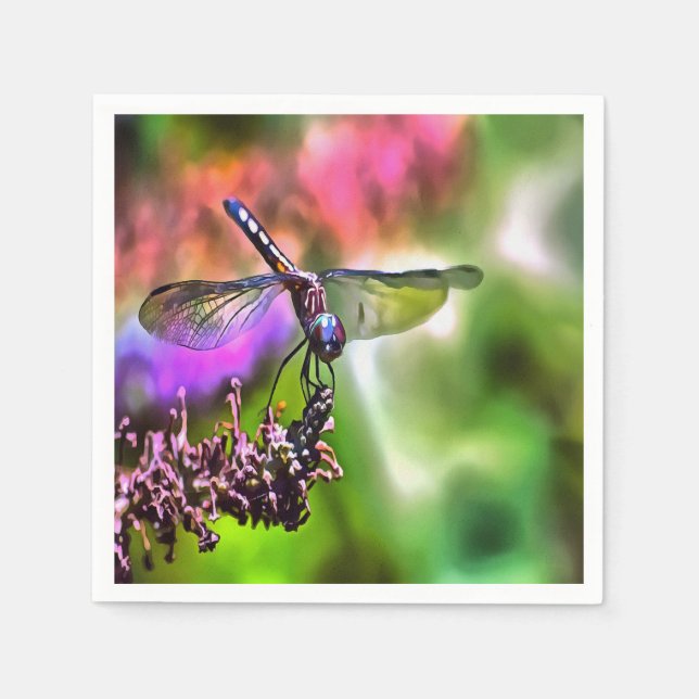Dragonfly i Grönt och blå, realistisk målning Pappersservett (Framsidan)