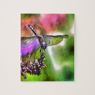 Dragonfly i Grönt och blå, realistisk målning Pussel