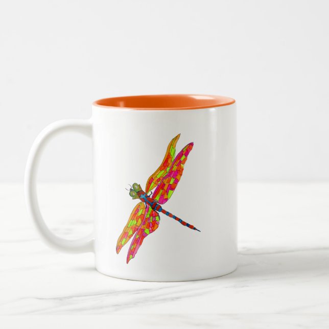 Dragonfly - illustration av insekt Två-Tonad mugg (Vänster)