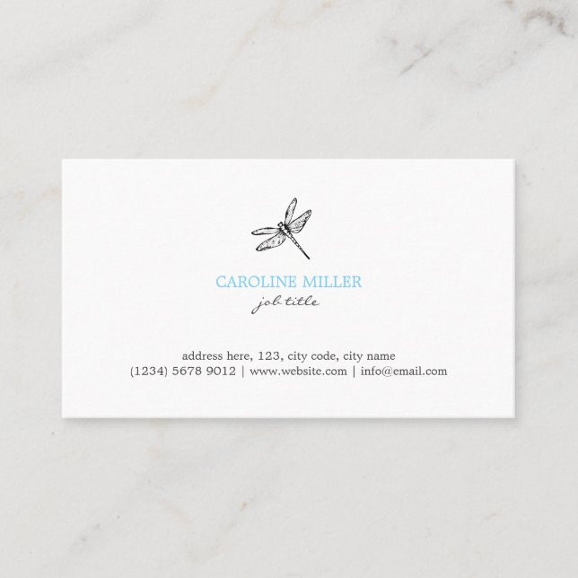 Dragonfly illustration feminine elegant cute card visitkort (Framsida)