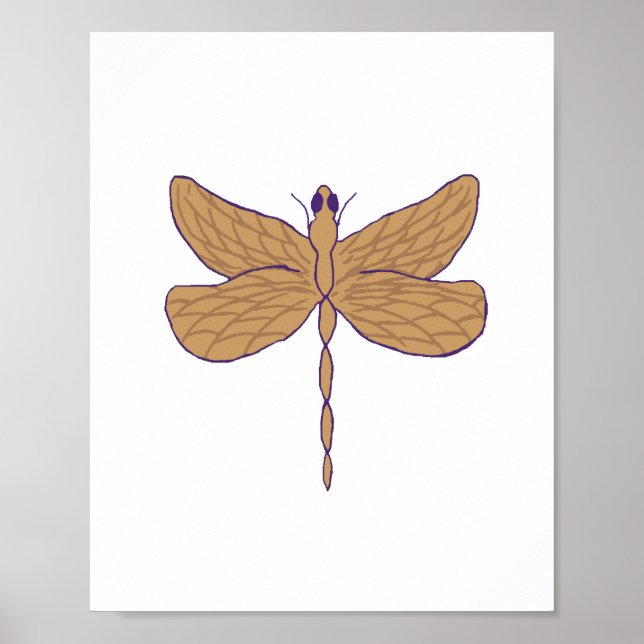 Dragonfly Illustration Lila och Tan Poster (Framsidan)