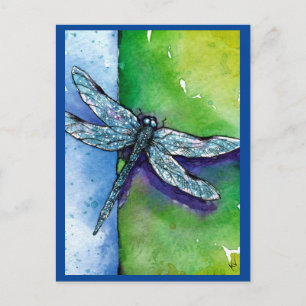 Dragonfly, insekt, natur, vykort för norra sjö