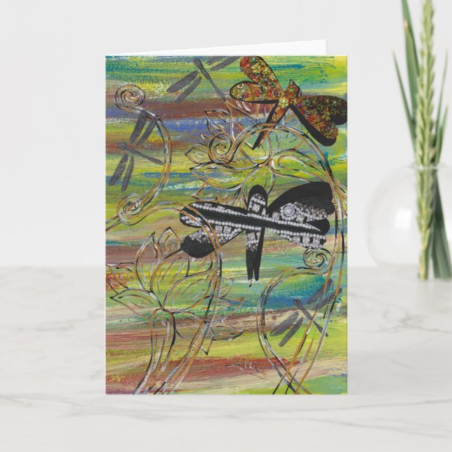 Dragonfly Jewels Greeting Card Kort (Framsida)