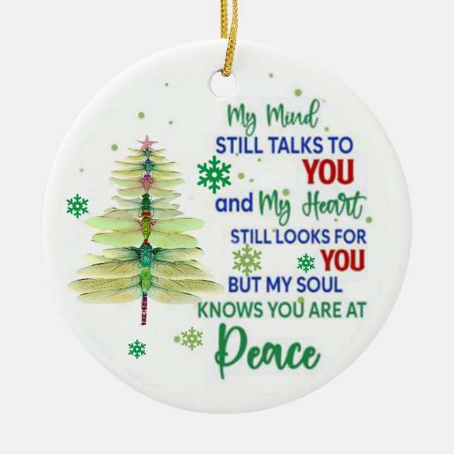 Dragonfly jul Ornament, Dragonfly Julafton Träd Julgransprydnad Keramik (Framsidan)