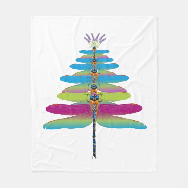 Dragonfly Julgran Funny Insektra Älskare Julafton Fleecefilt (Framsidan)