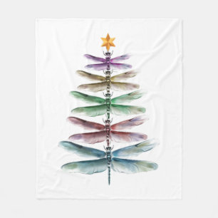 Dragonfly Julgran God jul Watercolo Fleecefilt
