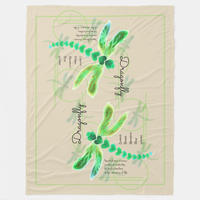 Dragonfly | Khaki Large Fleece Blanket (Framsidan)