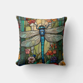 Dragonfly-konst som målar botaniskt boho-chic kudde