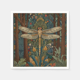 Dragonfly-konst som målar botaniskt boho-chic pappersservett