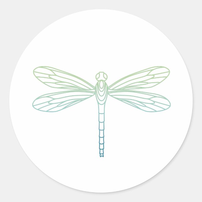 Dragonfly-kontur Runt Klistermärke (Framsida)