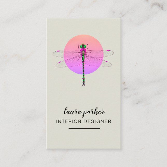 Dragonfly Kreativ Designer Nature Rosa Visitkort (Framsida)