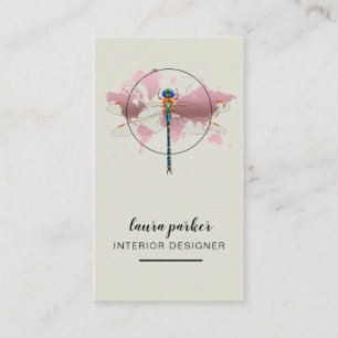 Dragonfly Kreativ Designer Nature World Map Visitkort