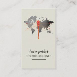 Dragonfly Kreativ Designer Nature World Map Visitkort