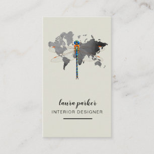 Dragonfly Kreativ Designer Nature World Map Visitkort