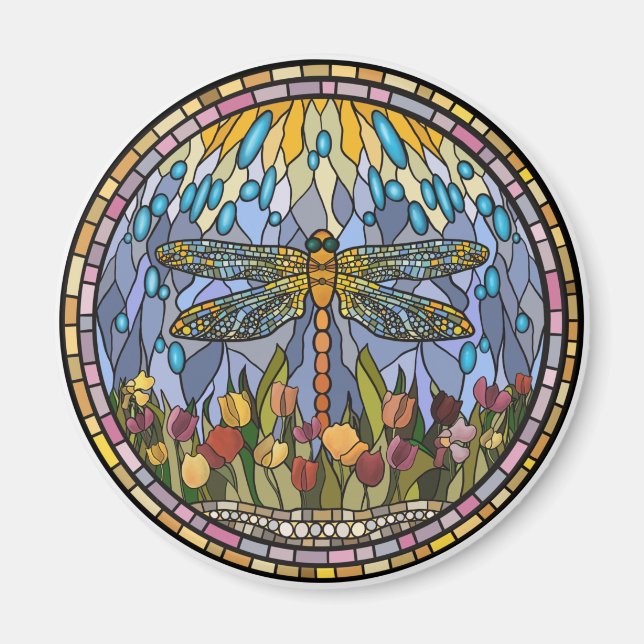 Dragonfly-lagrad glasdesign magnet (Framsidan)