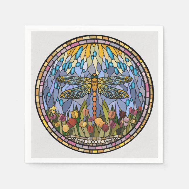 Dragonfly-lagrad glasdesign pappersservett (Framsidan)