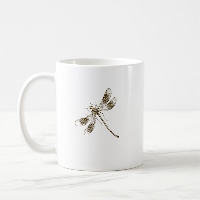Dragonfly Leopard Skriv ut Svarmt Nymph Animal Lov Kaffemugg (Vänster)