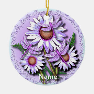 Dragonfly Lila Daisy Julgransprydnad Keramik