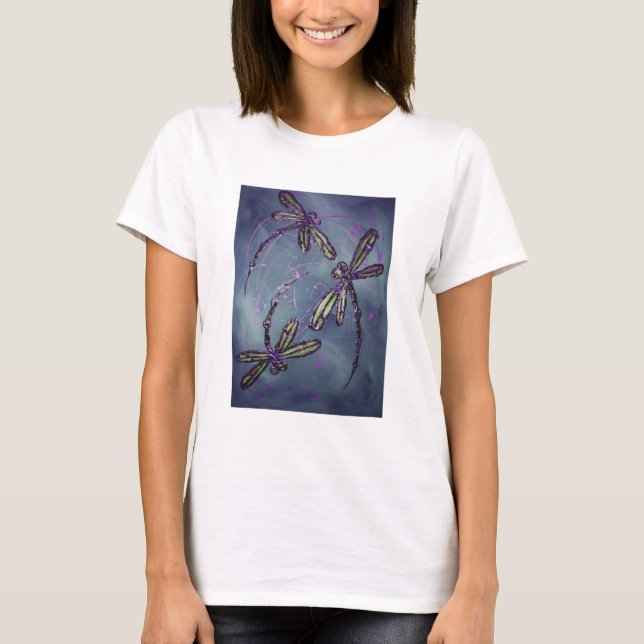 Dragonfly Lila Night Flit T Shirt (Framsida)