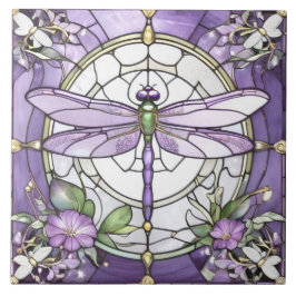 Dragonfly Lila och Vit glasbotten Kakelplatta
