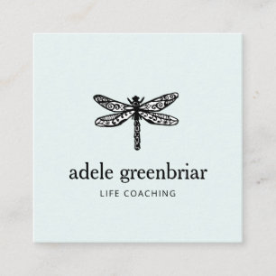 Dragonfly Logotyp Holistic Healer Hälsa Fyrkantigt Visitkort