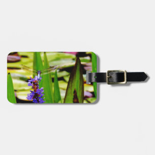 Dragonfly lotus och lila Blommor Bagagebricka