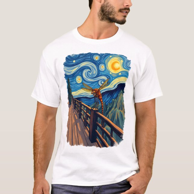 Dragonfly Lovers  Konstnärlig Trollslända T Shirt (Framsida)