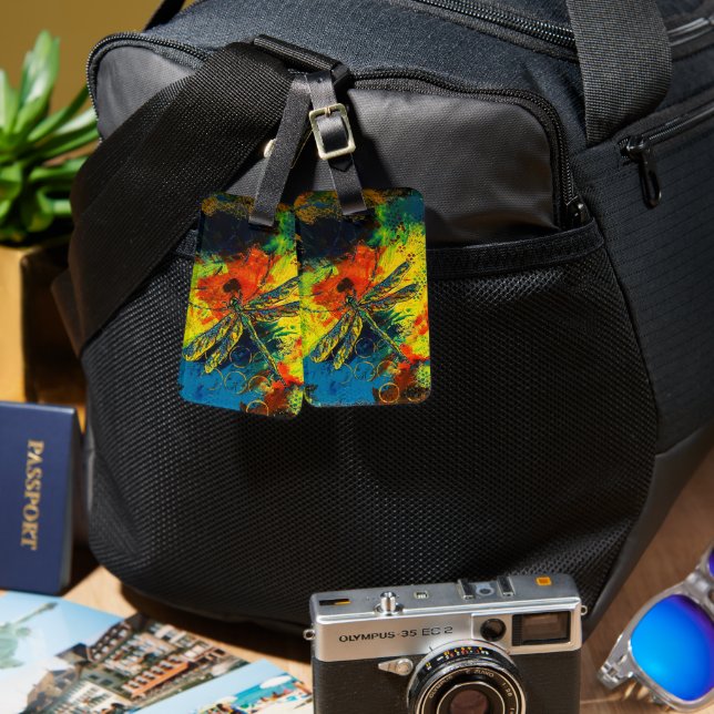 Dragonfly Luggage Tag Bagagebricka (Fram & Baksida)