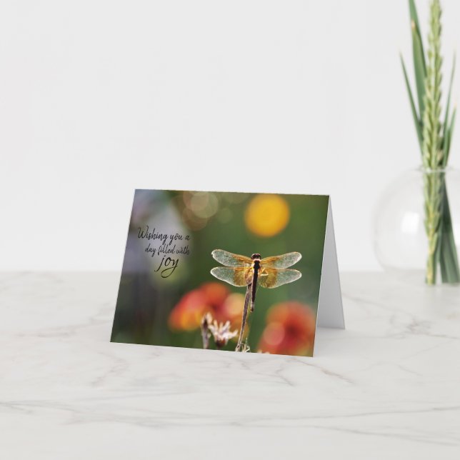 Dragonfly Magic Birthday Card Tack Kort (Framsida)