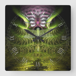 Dragonfly Magic Fractal Art Wall Clock Fyrkantig Klocka