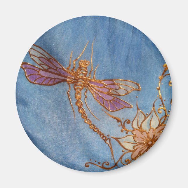 Dragonfly Magnet: Silke målat av Cyn Mc Magnet (Framsidan)