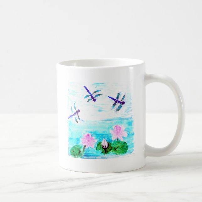 Dragonfly, målning av vattentäta blommor kaffemugg (Höger)