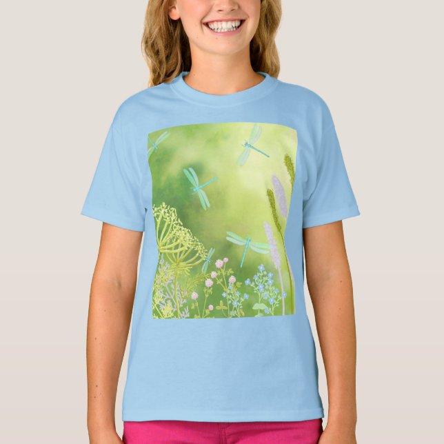Dragonfly Meadow Desk Mat T Shirt (Framsida)