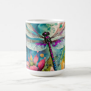 Dragonfly med bläck och Pen Watercolor Kaffemugg